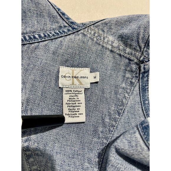 VTG Calvin Klein overall jeans denim light blue 100% cotton wash casual women M - Picture 6 of 7